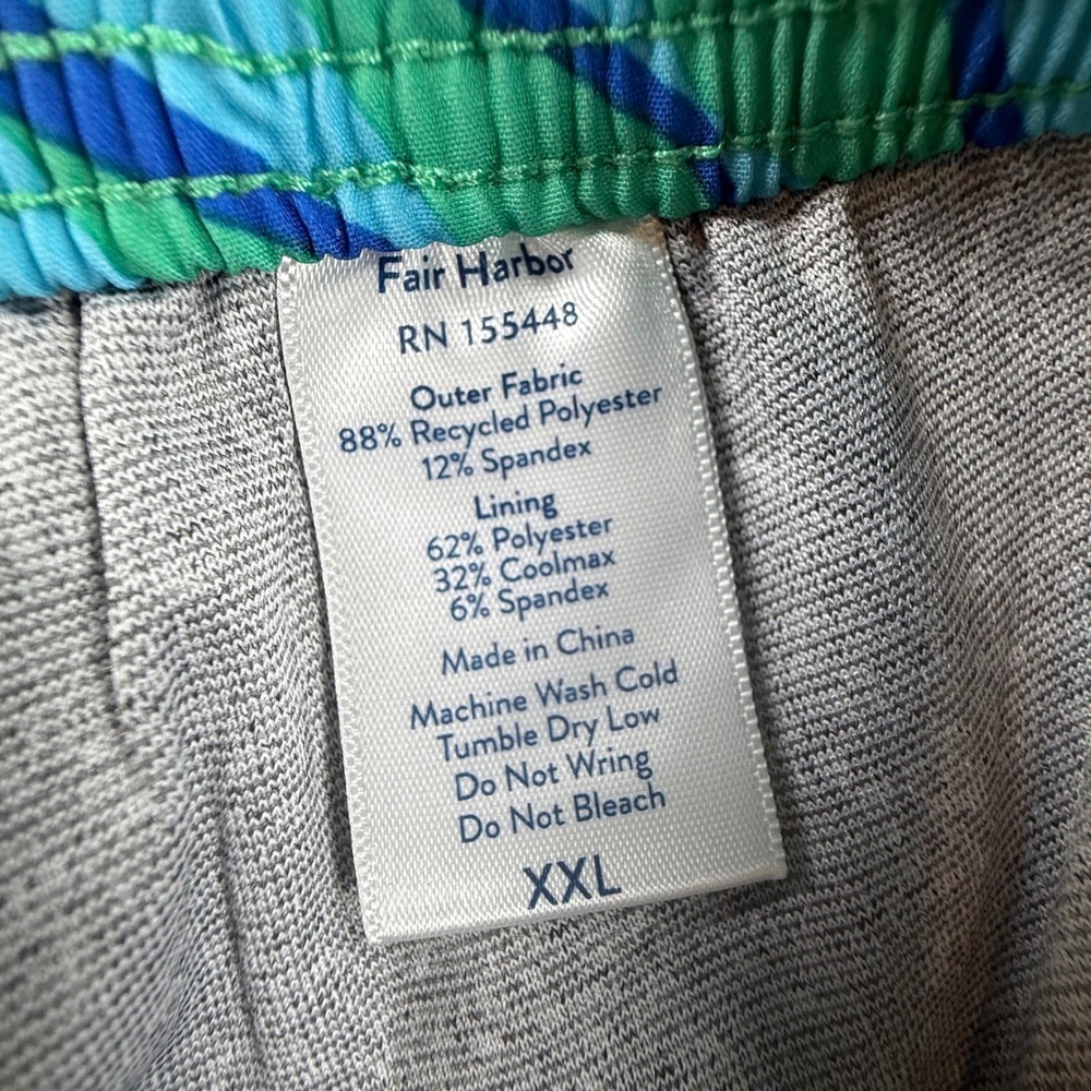 Swim Trunks Fair Harbor Mens XXL Green Blue Geometric Wavy Print Board Shorts - Picture 4 of 11